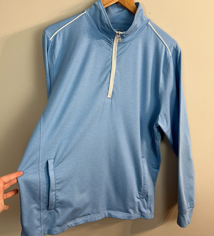 Johnnie-O 1/4 Zip Pullover Prep-Formance Mens Medium Blue Stretch Long Sleeve M gallery