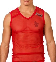 MEDIUM Gregg Homme Kit PIMP See-Thru Tank top + Briefs Red 96622-03