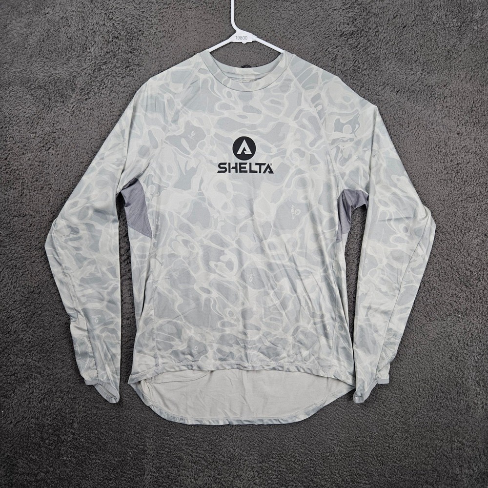 Shelta Mens UPF 50+ Sun Shirt Small Water Camo Long Sleeve Performance Fishing
