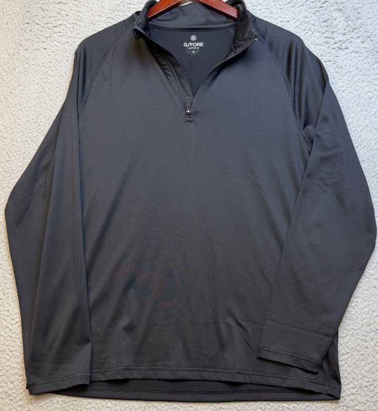 G/Fore 1/4 Zip Pullover Mens M Black Skull Bones Golf Performance Stretch Active gallery