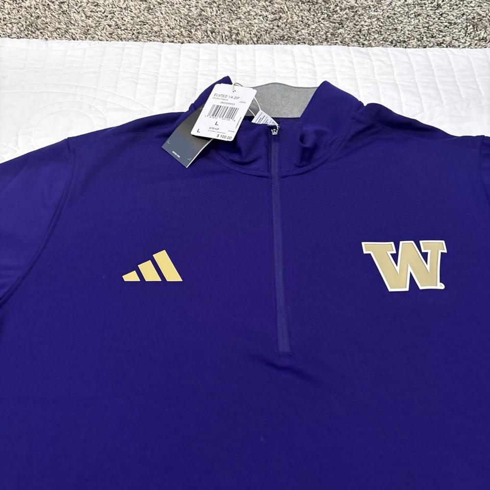 2 Washington Huskies Large Long Sleeve 1/4 Zip Pullovers Purple Gray Game Mode