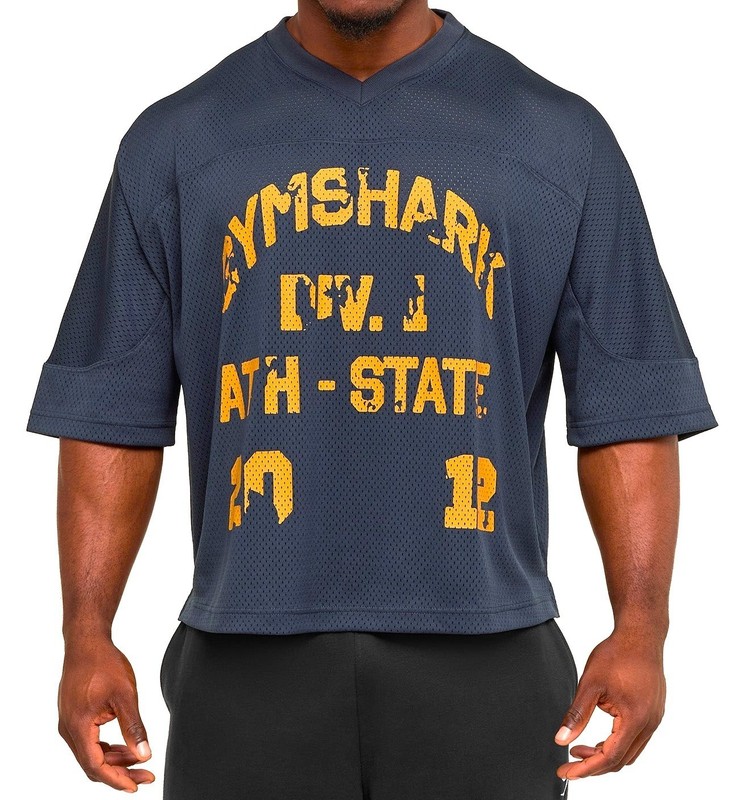 GYMSHARK 'Mesh Oversized Graphic Football Jersey' Men's T-Shirt Blue S ***NWT*** gallery