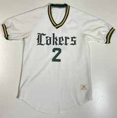 Vintage Champion Baseball Jersey Sz M Lakers Distressed Varsity Athletic 70s