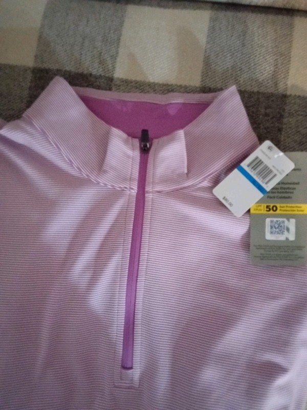 PGA TOUR 1/4 Zip Golf Pullover Shirt Mens XL Iris Orchid Stripe UPF 50 gallery