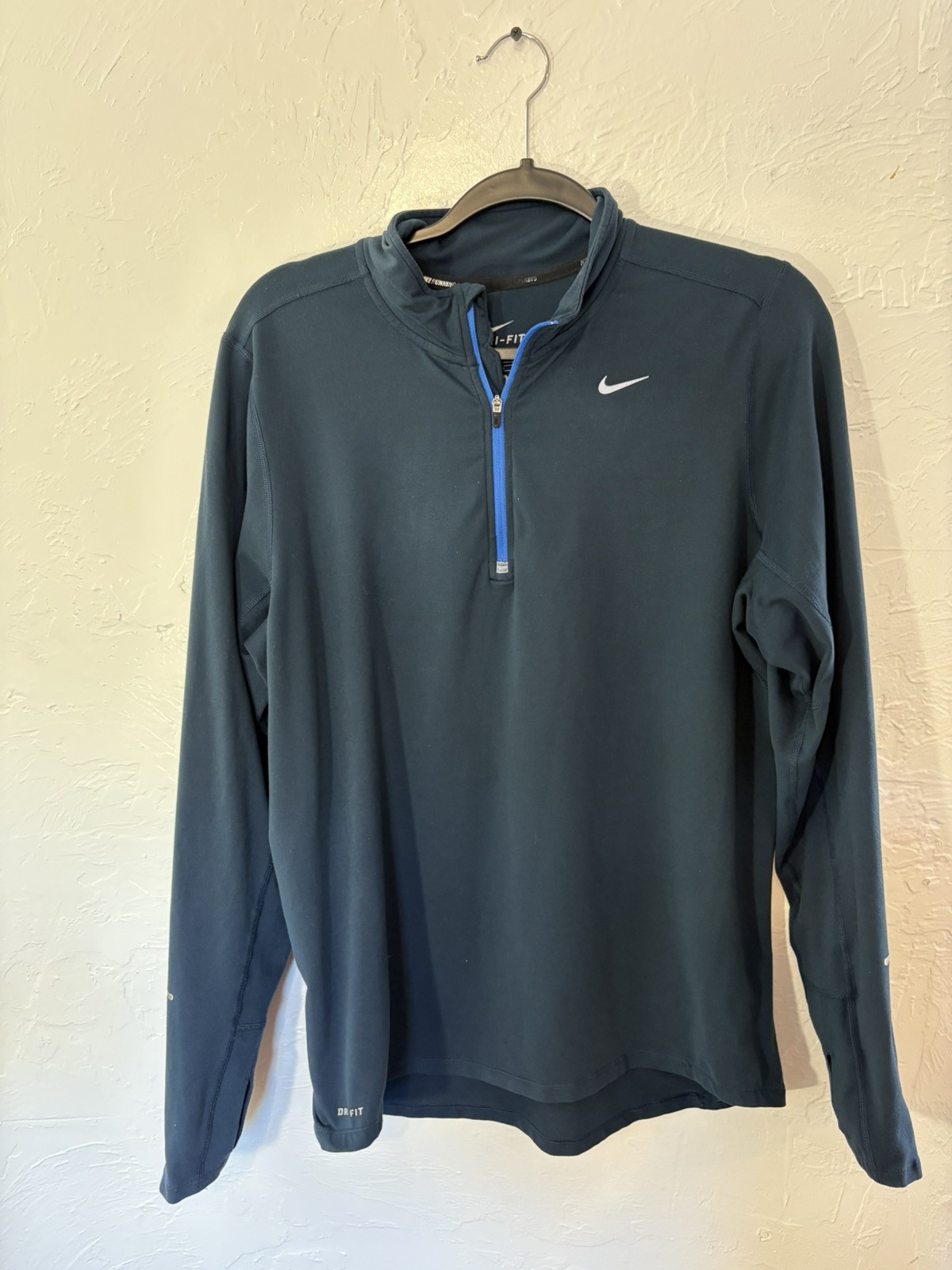Size M Nike Dri-FIT Element Quarter Zip Running Top Blue Reflective Pullover gallery