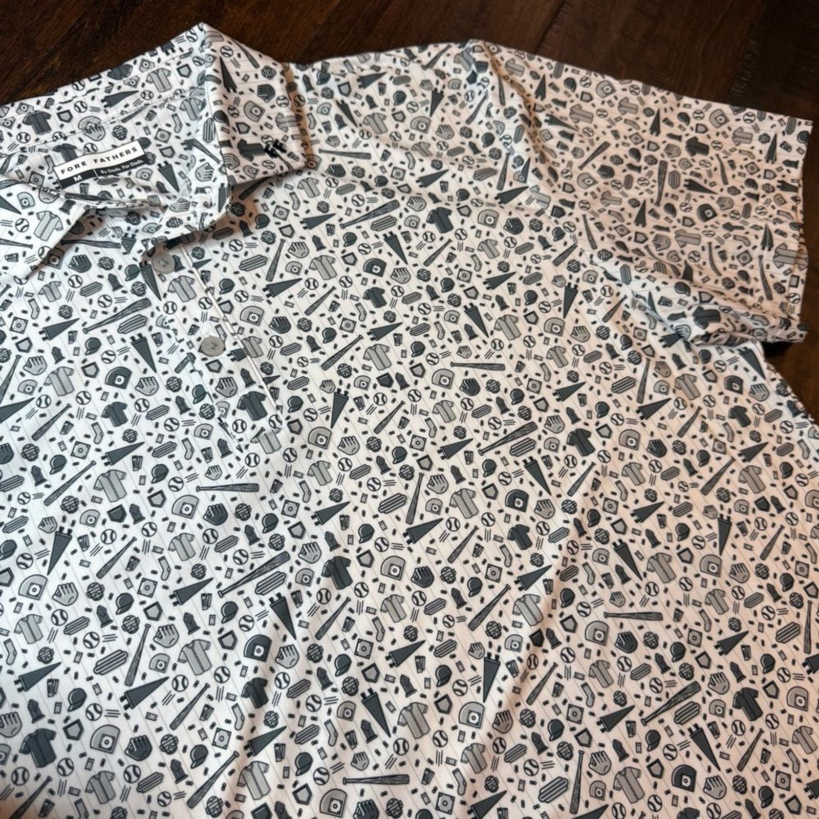 Fore Fathers Batter Up Baseball Polo AOP size Medium Golf Athleisure Activewear gallery