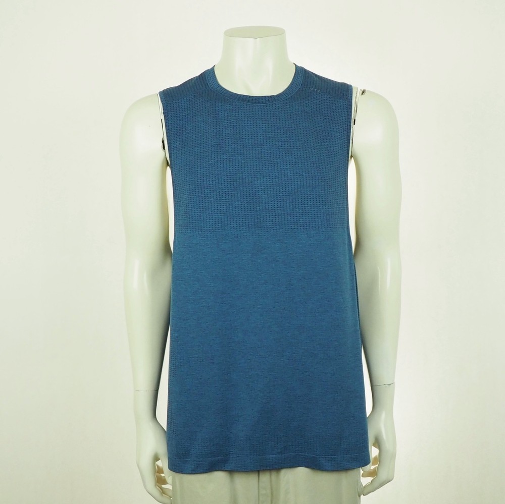 Lululemon Metal Vent Tech Tank Tee Shirt Mens Large Heather Blue Crew Training