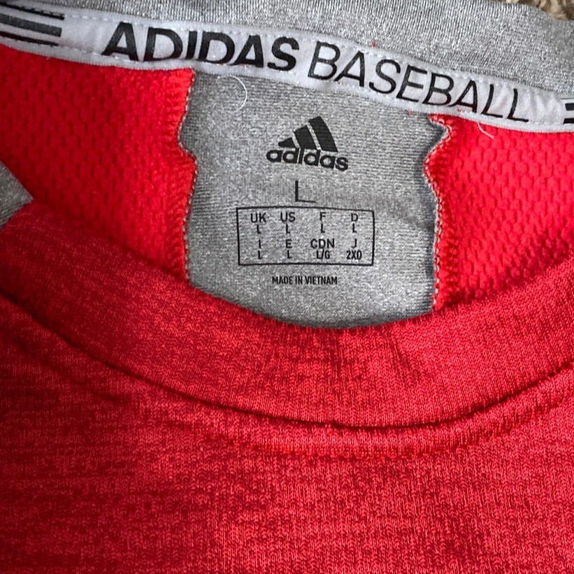 ADIDAS BASEBALL Long Sleeve Red Gray Athletic Top Men Large gallery