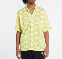 Nike Sportswear Mesh Spring Button Up Shirt Pale Vanilla Men Size NEDIUM NWT