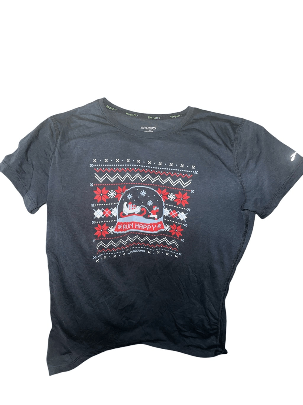 Brooks Pacesetter Medium Tee gray snow globe Run Happy gallery