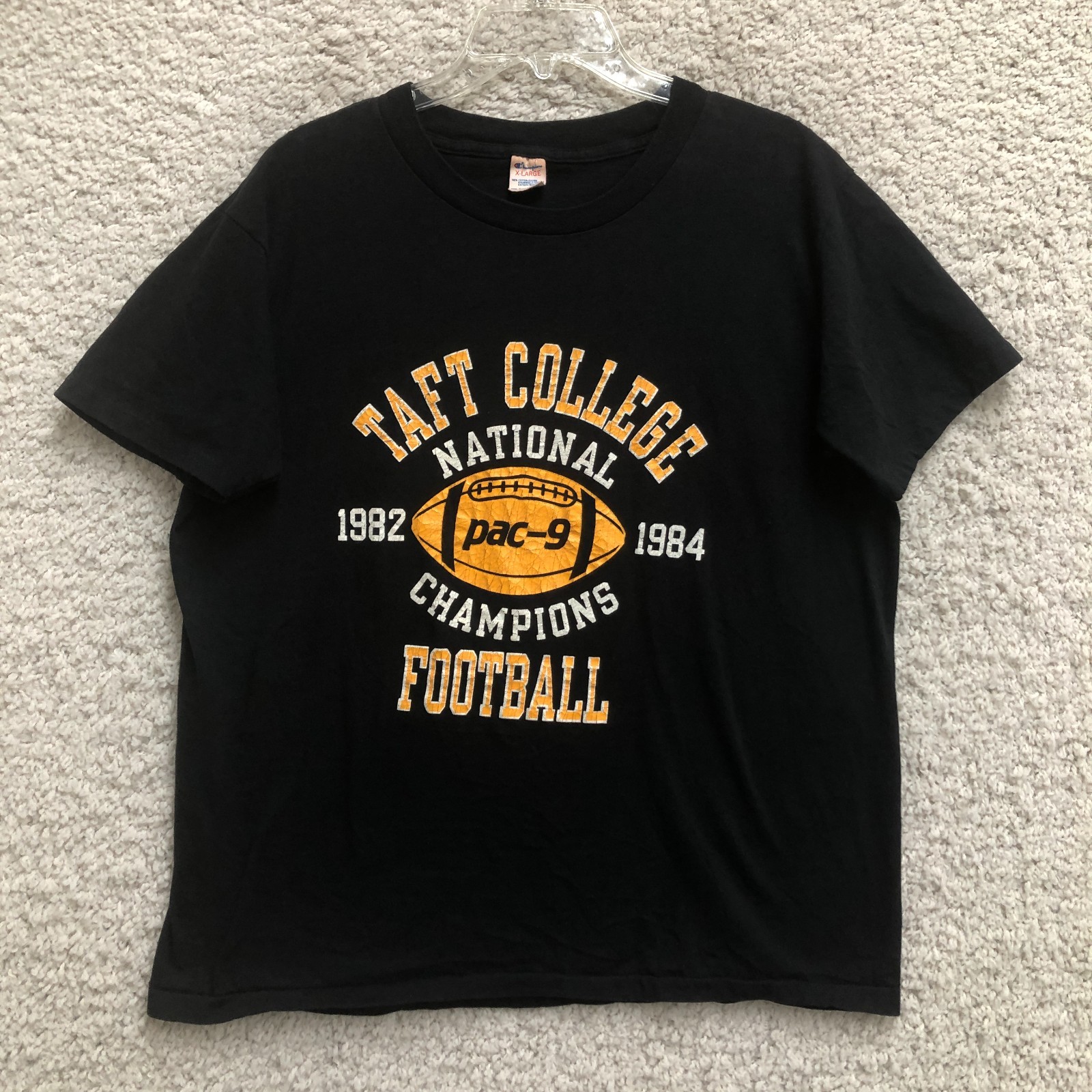 VINTAGE Champion Taft College National Shirt Extra Large Mens Black Football Tee gallery