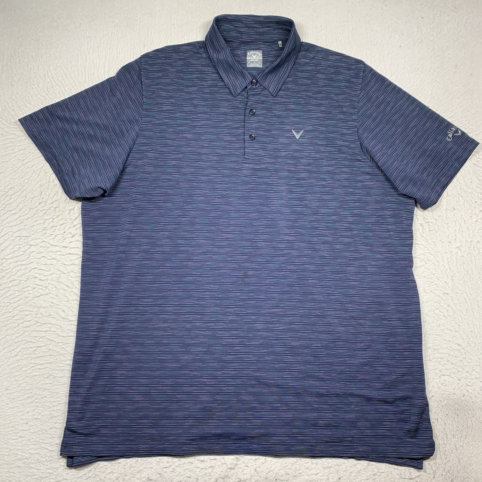 Callaway Swing Tech Polo Shirt Mens 2X Blue Striped Short Sleeve Opti Dri gallery