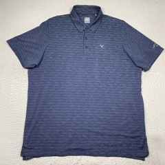 Callaway Swing Tech Polo Shirt Mens 2X Blue Striped Short Sleeve Opti Dri