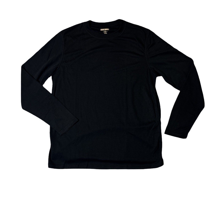 Omni Wool mens XL black solid polyester wool blend crewneck base layer t-shirt gallery