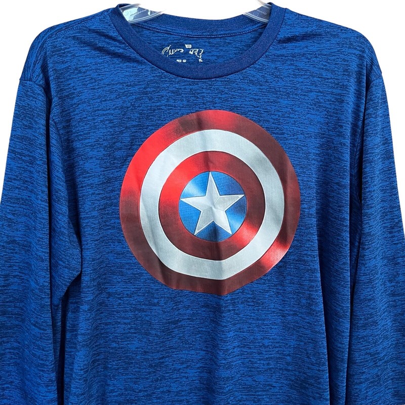 Captain America Long Sleeve TShirt Adult Large Blue Pullover Cartoon Marvel gallery