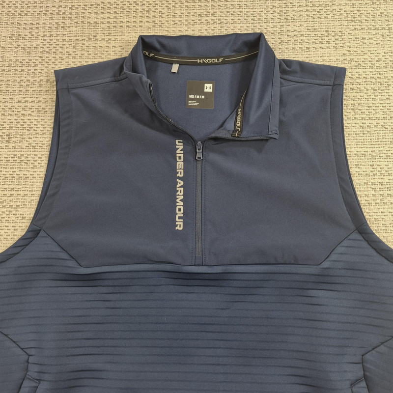 Under Armour Golf Vest Performance Pullover Mens Medium Blue 1/4 Zip Sleeveless gallery