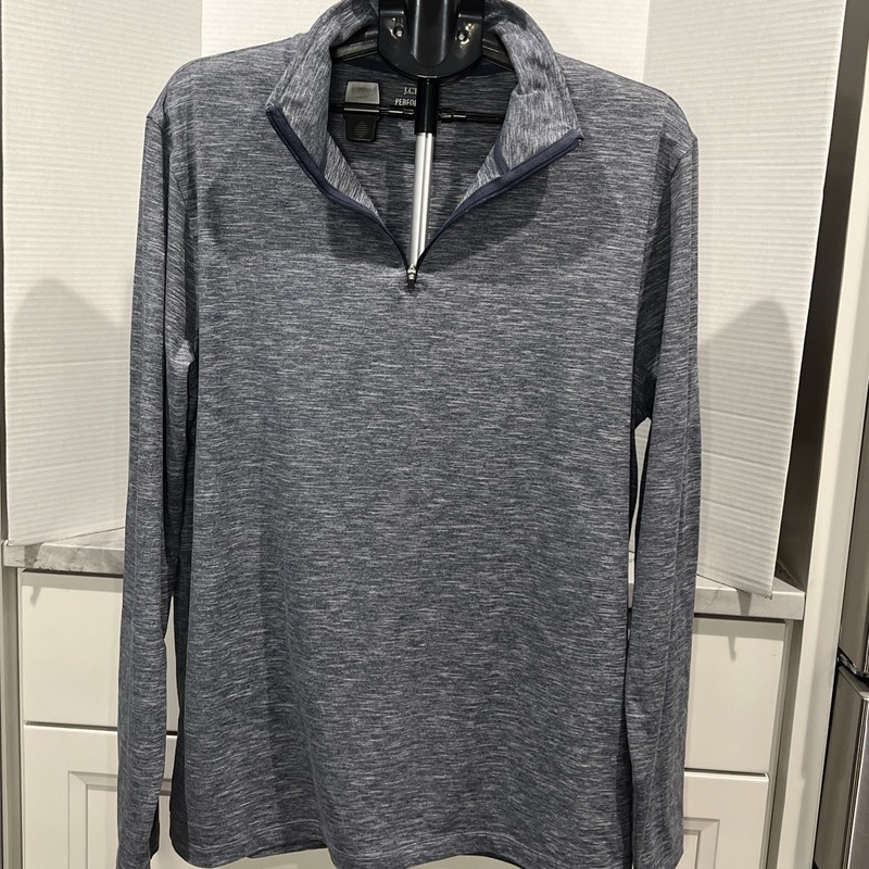 J Crew Performance 1/4 Zip Pullover Mens XL Blue Gray Collared Long Sleeve gallery