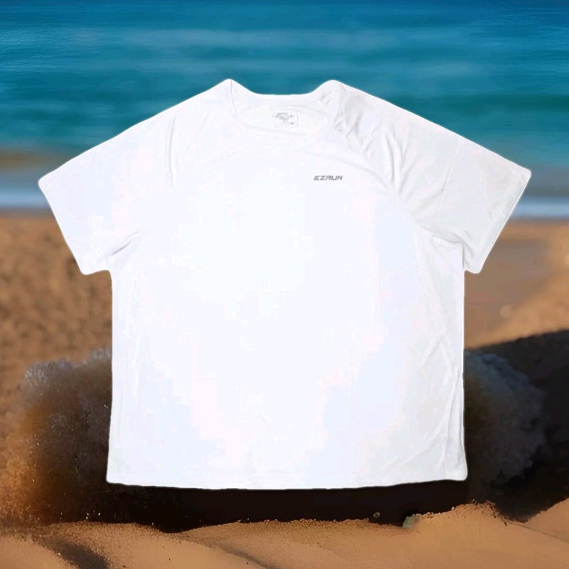 EZRUN Men's Lightweight Athletic Stretch T-Shirt White 4XL Quick Dry Swim Rash gallery