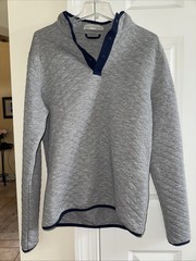 Holderness Bourne Sullivan Pullover Quilted Snap Sweater Mens Sz S Gray