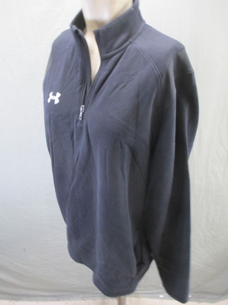 Under Armour Size M Mens Black 1/4 Zip Loose Coldgear Activewear Pull Over 541