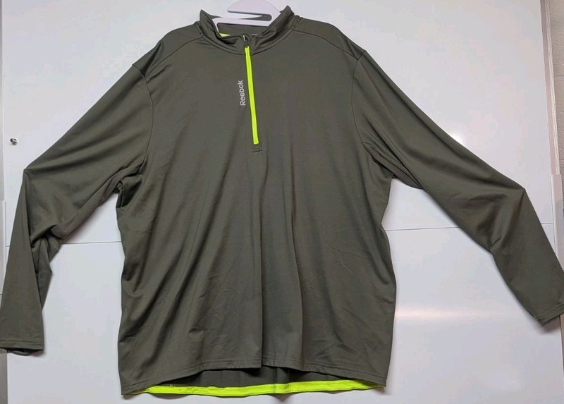 Reebok 1/4 Zip Mens 2XL Long Sleeve Pullover Green PlayDry Golf Sweater gallery