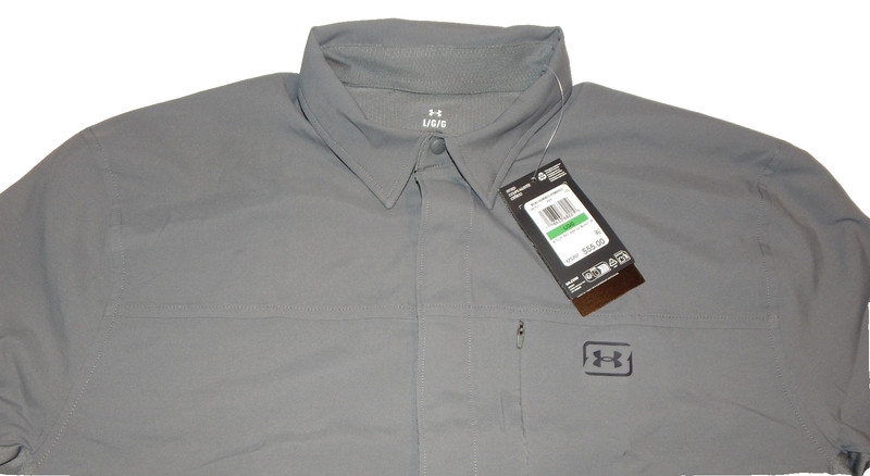 Under Armour Men's Fish Pro Hybrid Woven Short Sleeve Shirt Size L Grey UPF 50 gallery