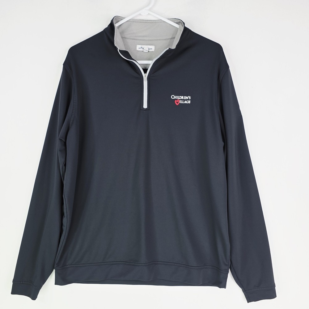 Peter Millar 1/4 Zip Pullover Mens L Black Perth Performance Children's Village