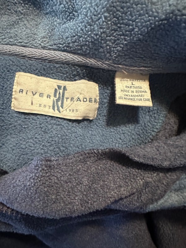 River Trader gray and blue quarter zip shirt size L gallery