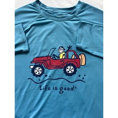 Life is Good Mens XL Blue Long Sleeve Performance Shirt Off Road Jeep Graphic