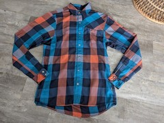 Club Ride Shaka Flannel Pearl Snap Cycling Shirt Blue Plaid Mens Size Small