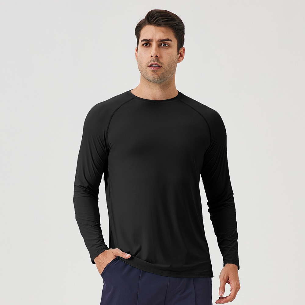 Men's Ice Silk Sun Protection Long Sleeved T-Shirt Loose Fitting Breathable Top gallery
