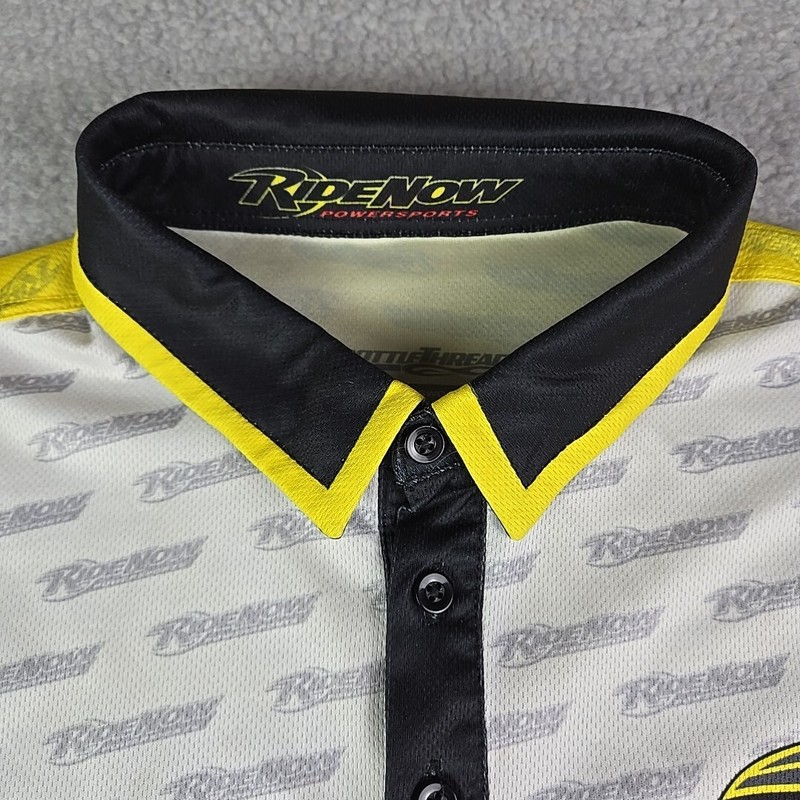 THROTTLE THREADS Ride Now Power Sports Jersey Polo Mens Size XL Black & Yellow gallery