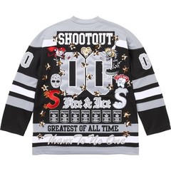 Supreme Fire & Ice Hockey Jersey Black Grey Embroidered FW25 NEW – Size Large
