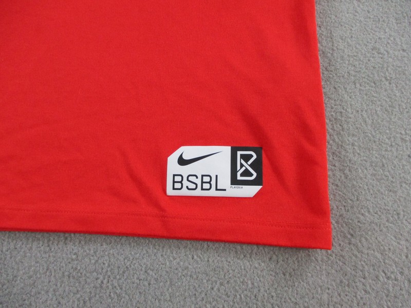 Nike Shirt Men Small Red Raglan Legend BSBL Baseball 3/4 Sleeve Crewneck Drifit gallery