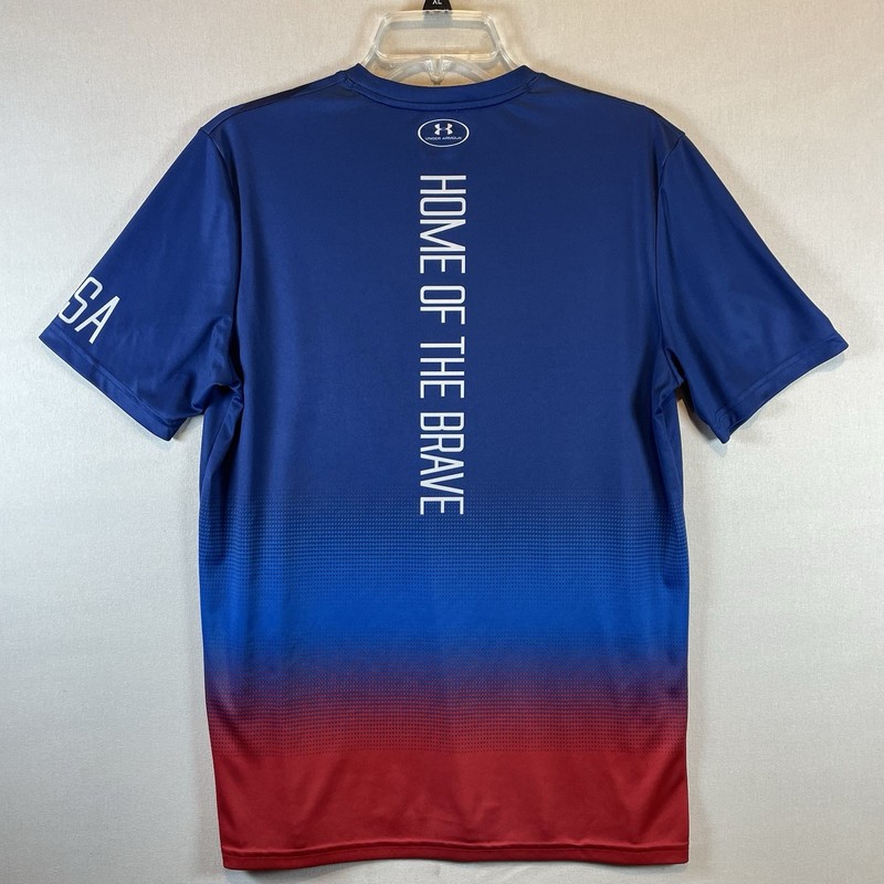 Under Armour HeatGear USA Shirt Men’s Medium Red White Blue Athletic Tee gallery