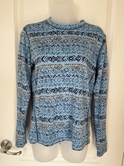 Men’s Small Backcountry Blue Baselayer Long Sleeve With Fair Isle Pixel Pattern