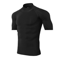 Men’s High Neck Base Layer T-shirt Muscle Compression Quick Dry Gym Top Shirts