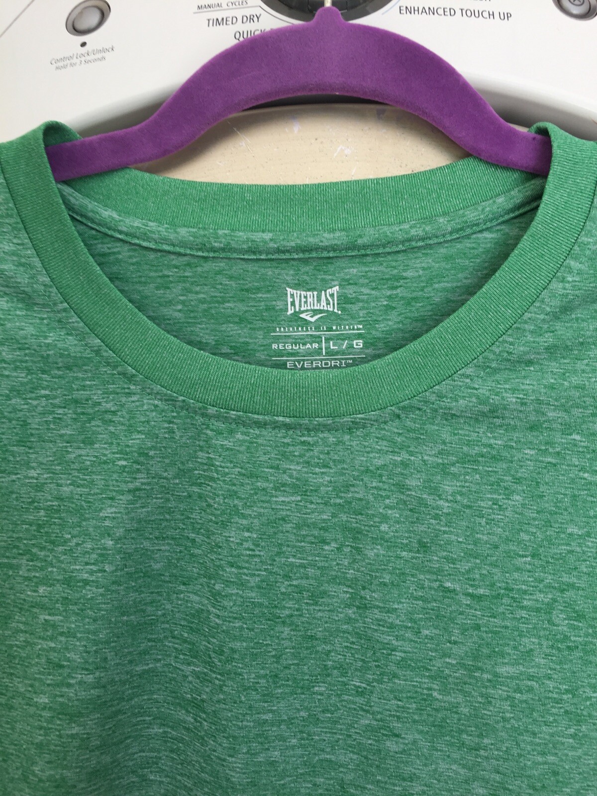 Everlast Mens Green Tshirt Short Sleeve Everdri Polyester Regular Size L gallery