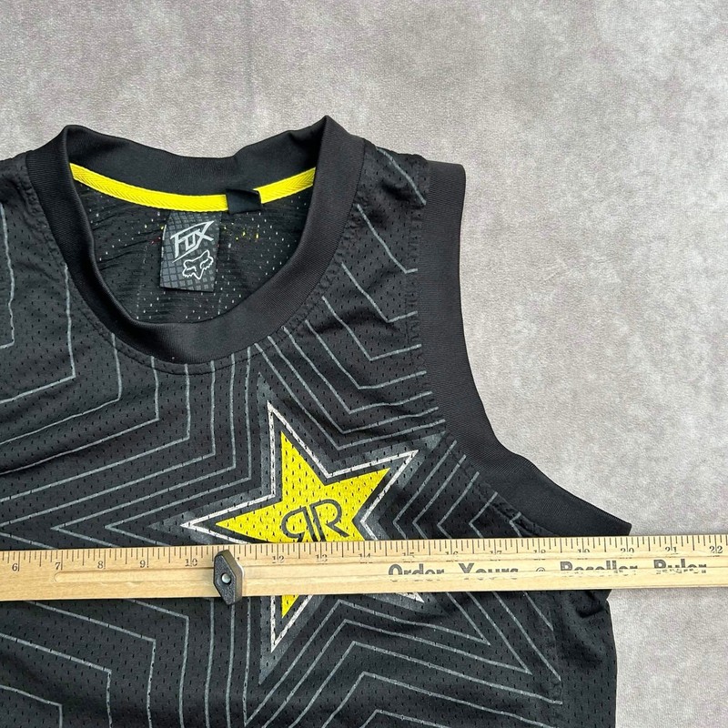 Fox Racing Rockstar Energy Tank Top Mens Medium Black Mesh Motocross Jersey Star gallery
