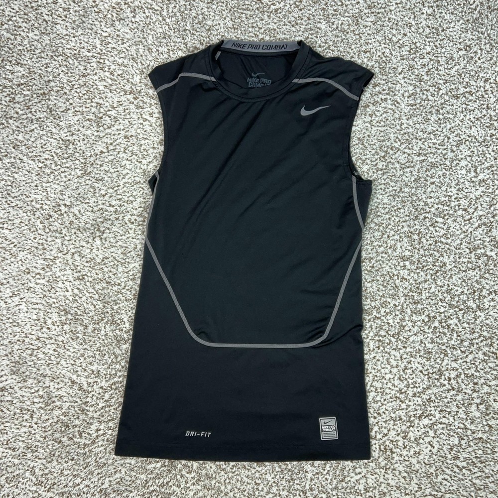 Nike Tank Top Mens Medium Black Pro Combat Dri-FIT Compression Training Gym