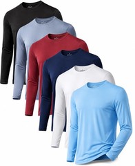 Men’s Moisture Wicking UPF 50 Long Sleeve Sun Protection Shirts 6 Pack