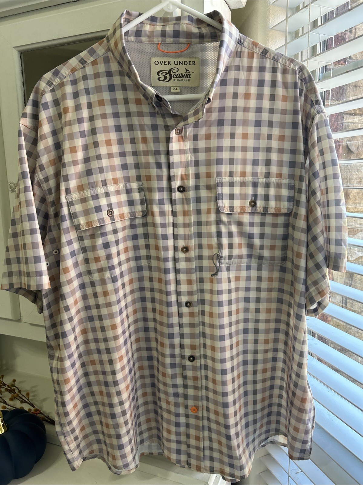 Over Under 3 Season Short Sleeve Ultralight XL Cream W/ Purple, Orange, Gray gallery