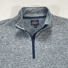 J.Crew Pullover Mens Large Gray Authentic Fleece 1/4 Zip Mock Neck Sweater BD998