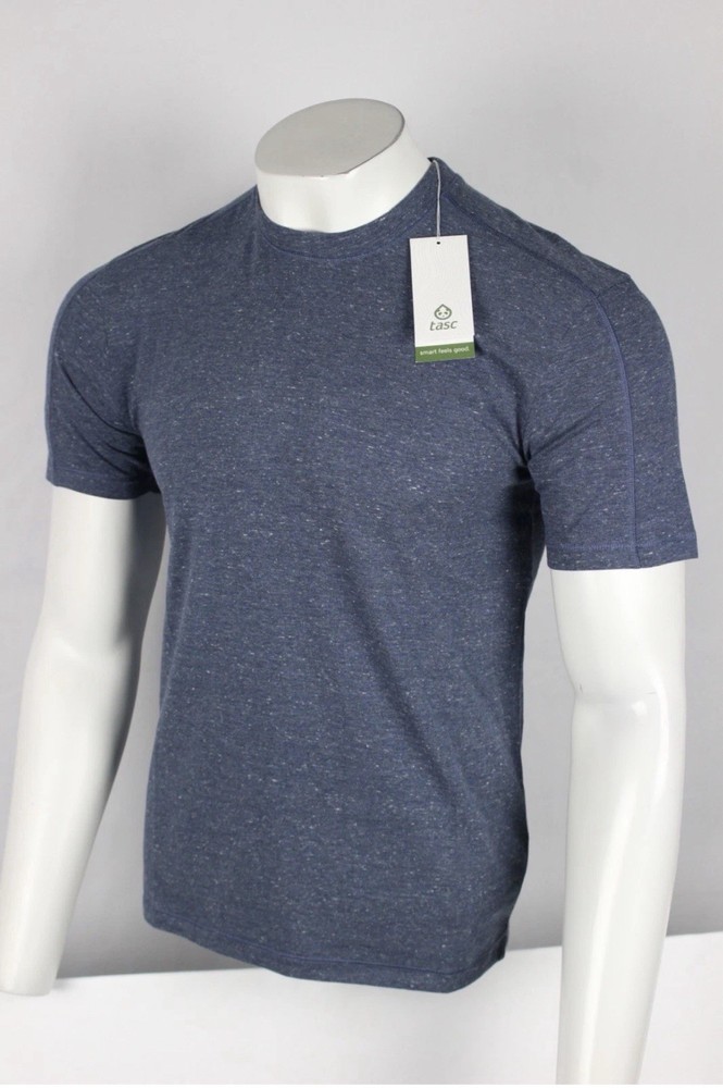 Tasc Men's Recess Tech Short Sleeve T Navy Heather Bamboo Size Small