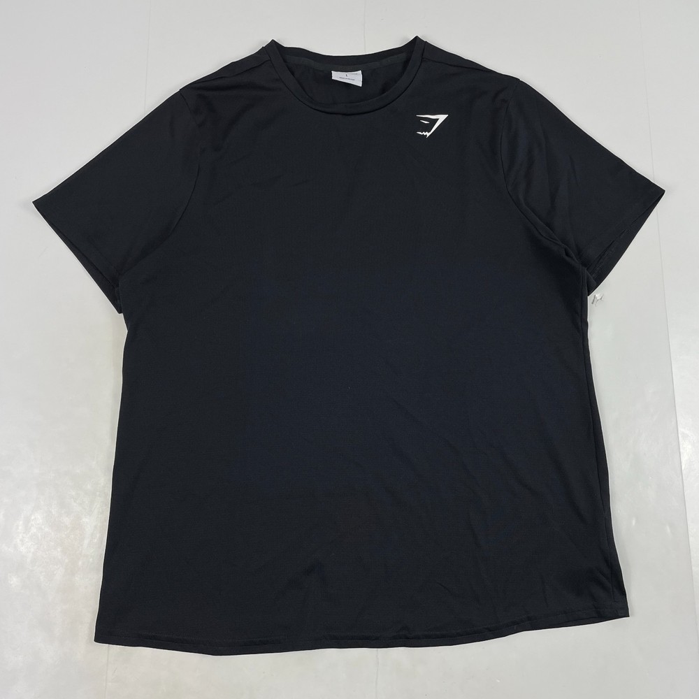 Gymshark Shirt Mens Large Black Short Sleeve Running Workout Gym Bodybuilding