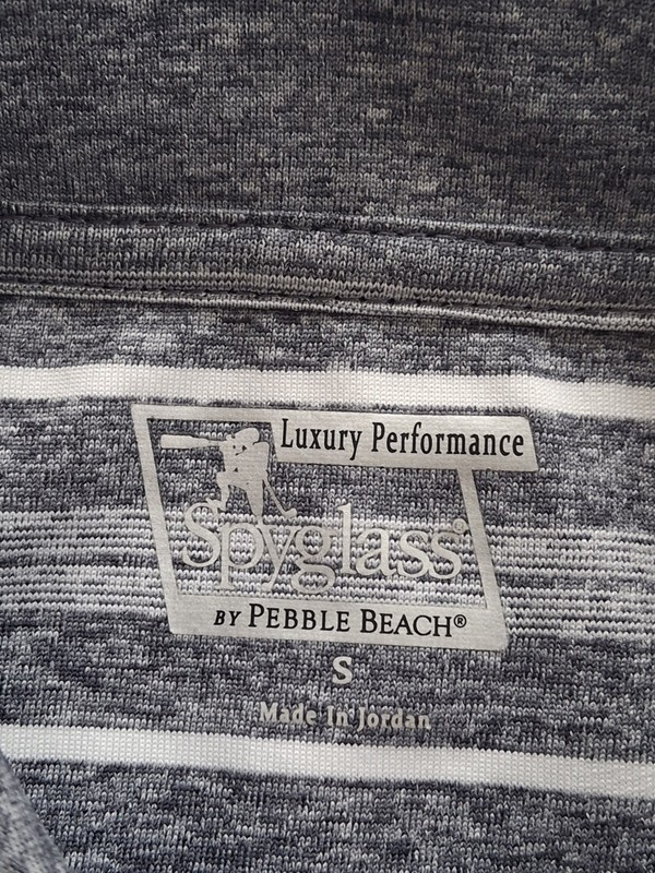 Spyglass by Pebble Beach Luxury Performance Gray Striped Golf Polo Shirt Small gallery