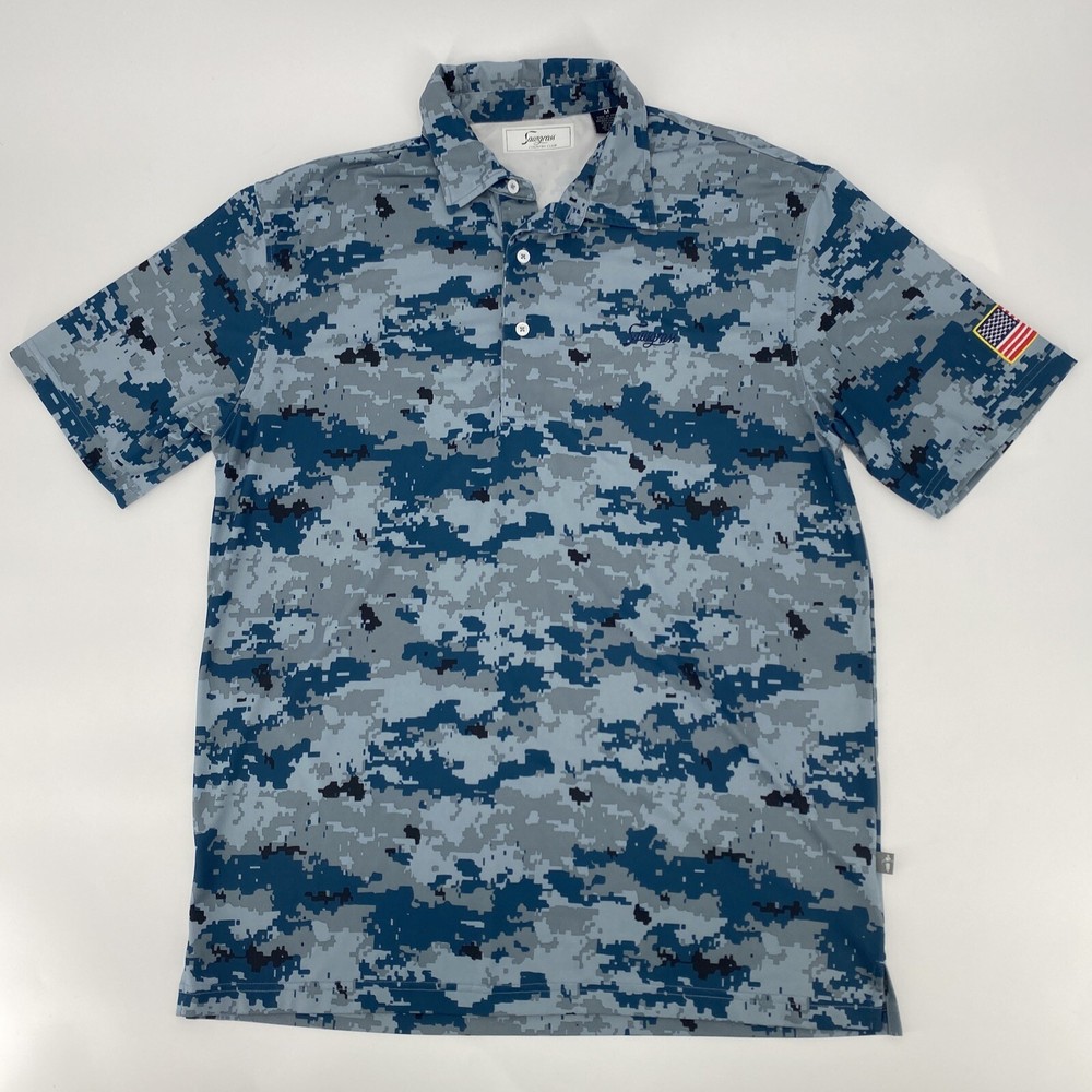 TPC Sawgrass Country Club Polo Shirt Mens Medium Golf Blue Digi Camo Sawgrass CC