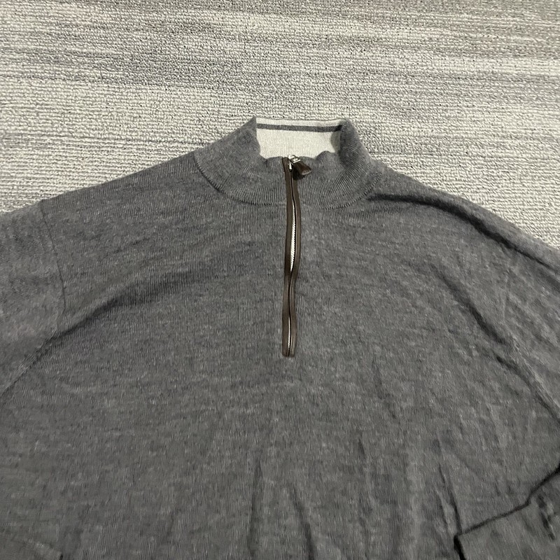 Peter Millar Pullover Mens Large Gray Merino Wool Silk Blend Quarter Zip Golfer gallery
