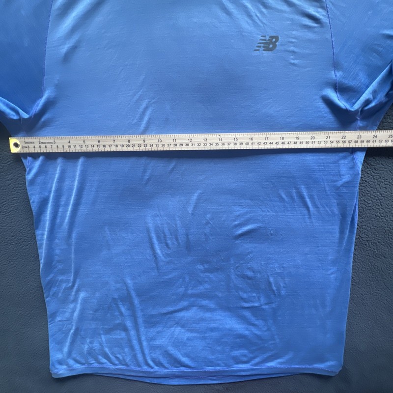 New Balance Men's Size XL Running Tech Light Blue Shirt with Reflective Stripes gallery