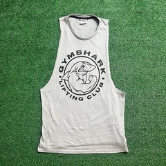 Gymshark Tank Top Gray Men’s Medium Legacy Stringer Lifting Club Graphic Shark